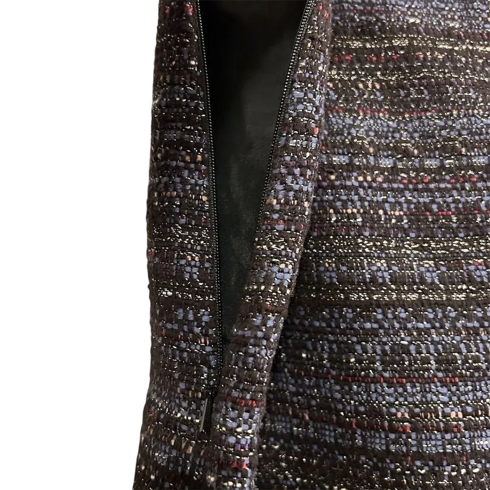 Brooks Brothers Women's A-Line Tweed Skirt Black Size 12 Knee Length - Image 7