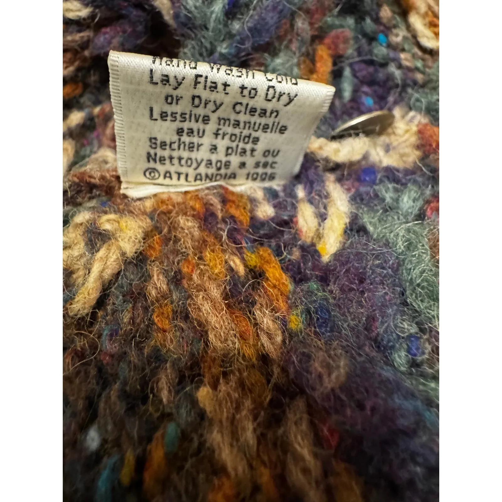 Icelandic Design Wool Cardigan Sweater L Nordic Fair Isle Button Front Lined Size L - Image 6