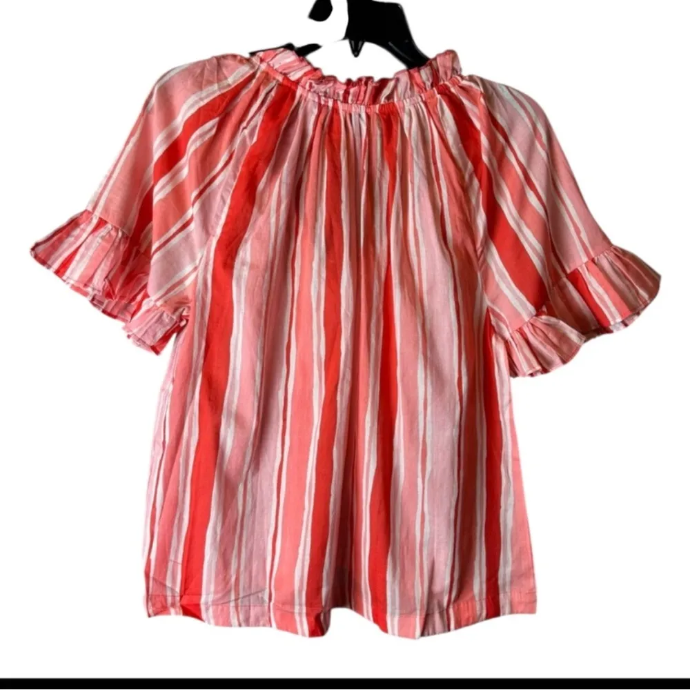 Tuckernuck Cassis Top XS NWT Sunrise Stripes Pink Cotton Ruffle Sleeve Boho - Image 8