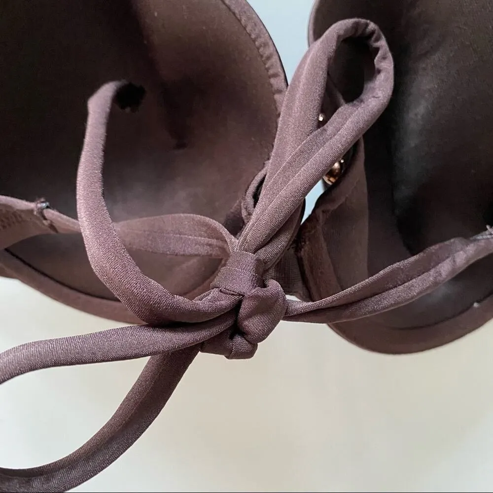 H&M Brown Embellished Bikini Top Size 34D - Image 5