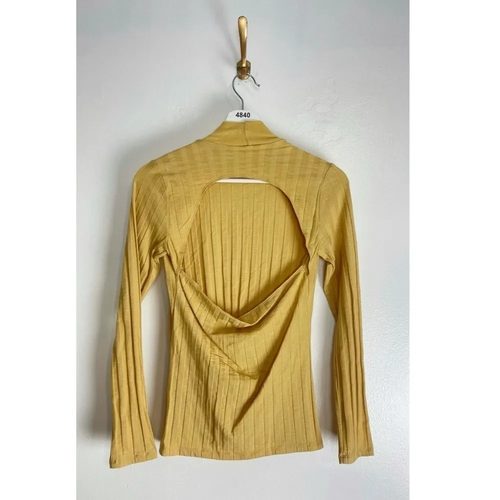 JONATHAN SIMKHAI Janelle Ribbed Open Back Top in Honey Size Small Yellow - Image 5