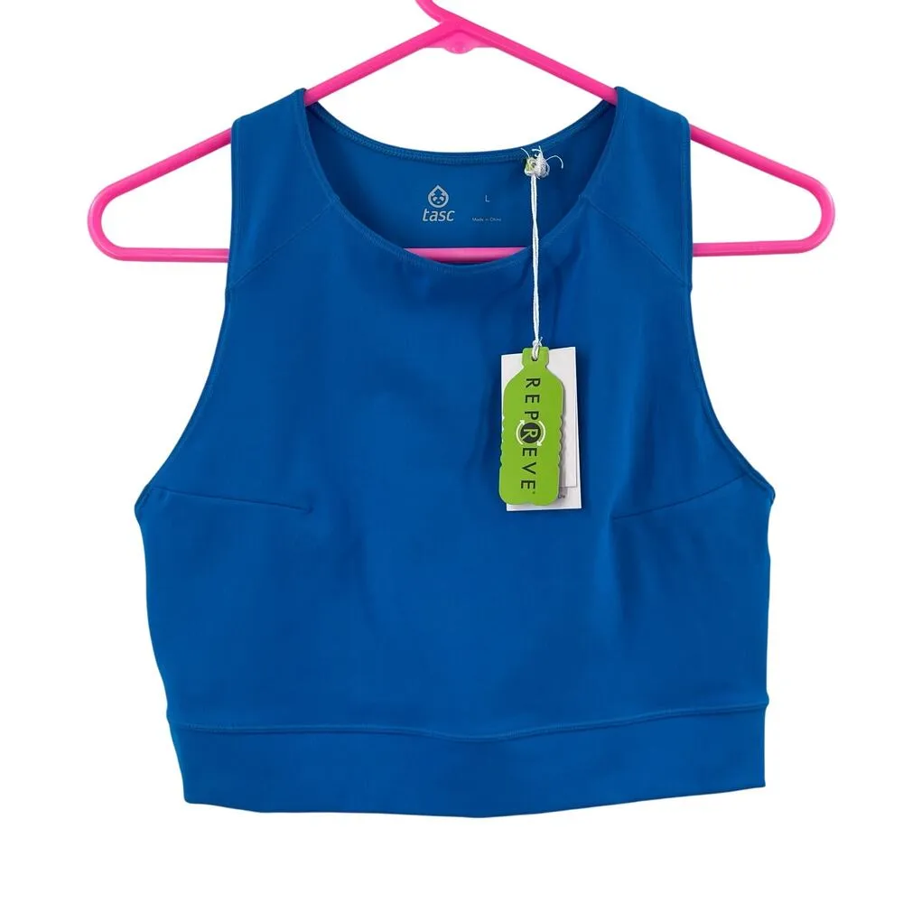 TASC Sculptive Crop Tank Size Large Adventure Blue NWT Pocket Cropped Athletic - Image 4