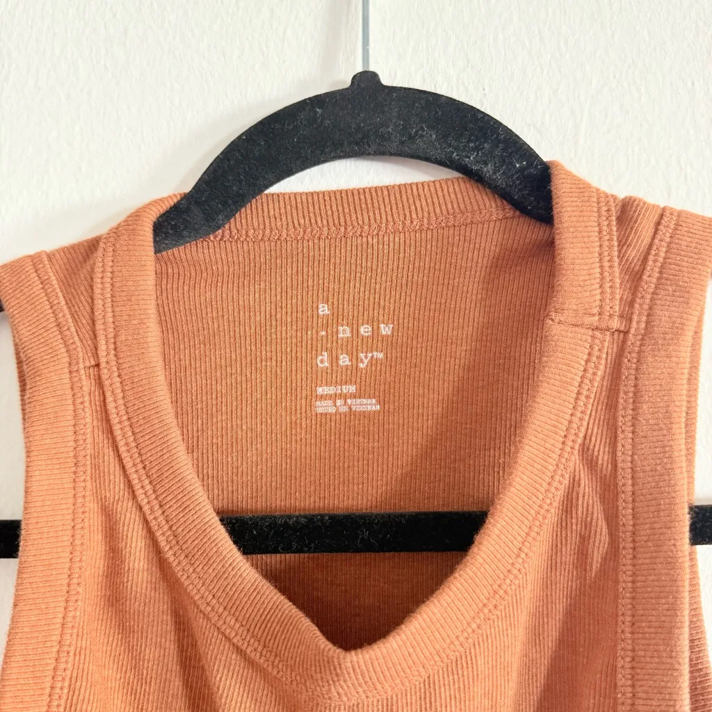 a new day • Ribbed Rust Sleeveless Bodysuit - Image 3