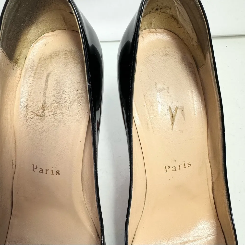 Christian Louboutin Black Patent Leather Platform Heels Size Eur 37.5/ US 7.5 - Image 4