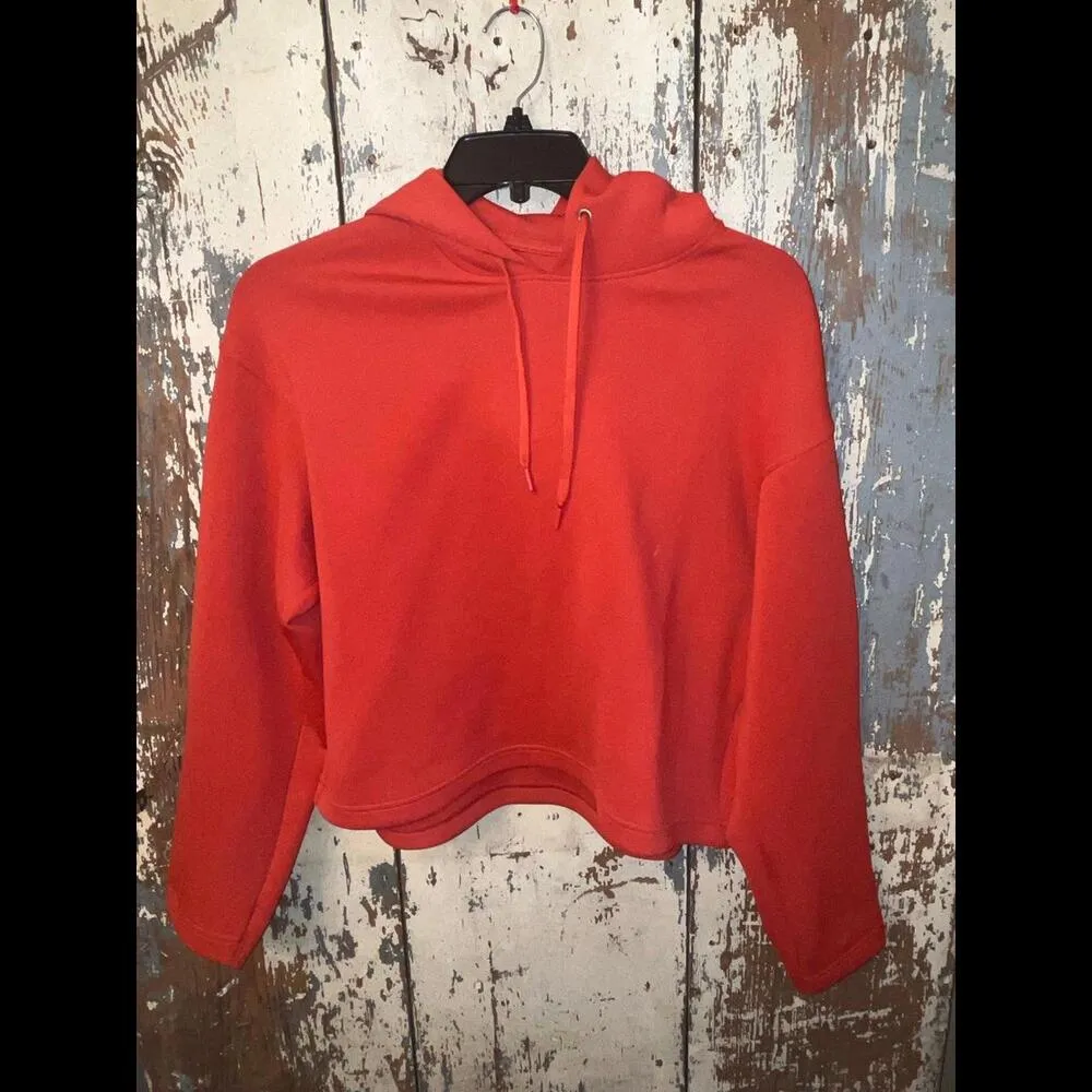 NWOT Uniqlo orange crop hoodie, size Medium - Image 2