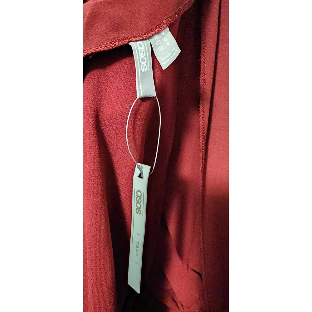 ASOS DESIGN Tall Jumpsuit with Kimono Sleeve and Peg Leg in Wine Red 4 NEW - Image 5