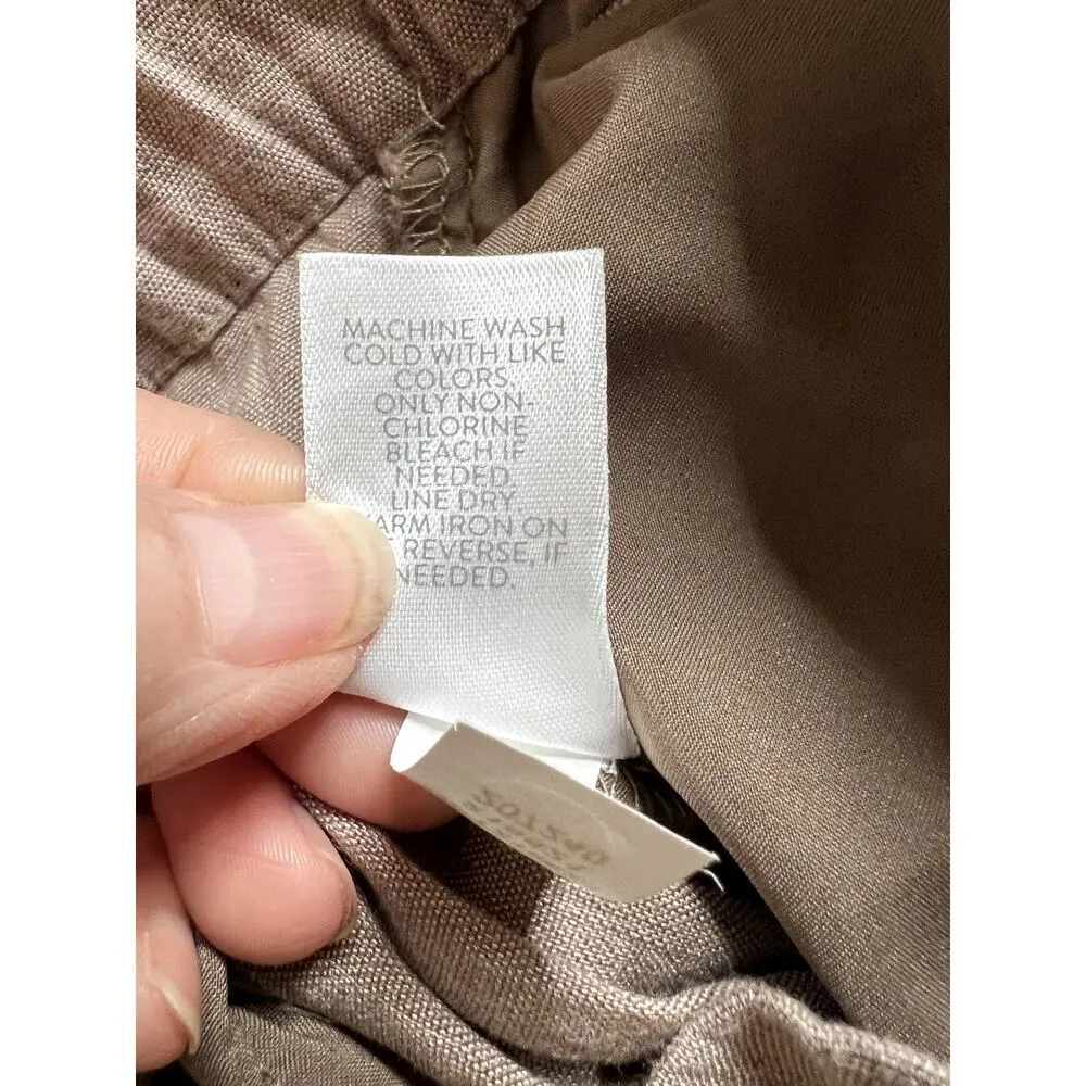 J. Jill womens size XL pants linen pull-on beige cropped  mid-rise wide leg - Image 8