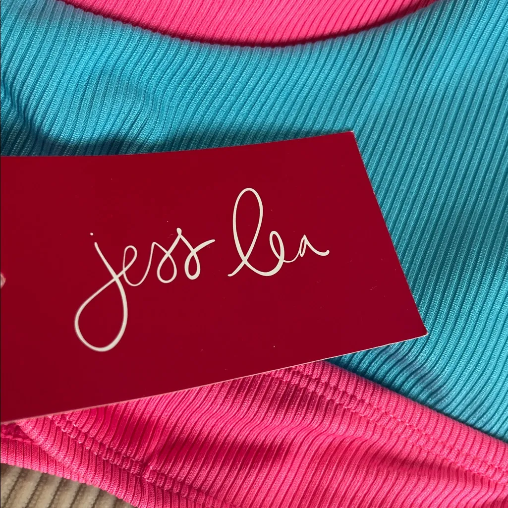 Blue and Pink Swim Crop Top Size L - Image 3