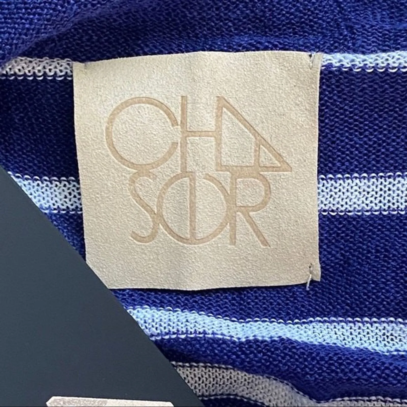 Chaser‎ Sweater Women Medium Open Cardigan Blue White Striped Hood Waterfall Hem - Image 5