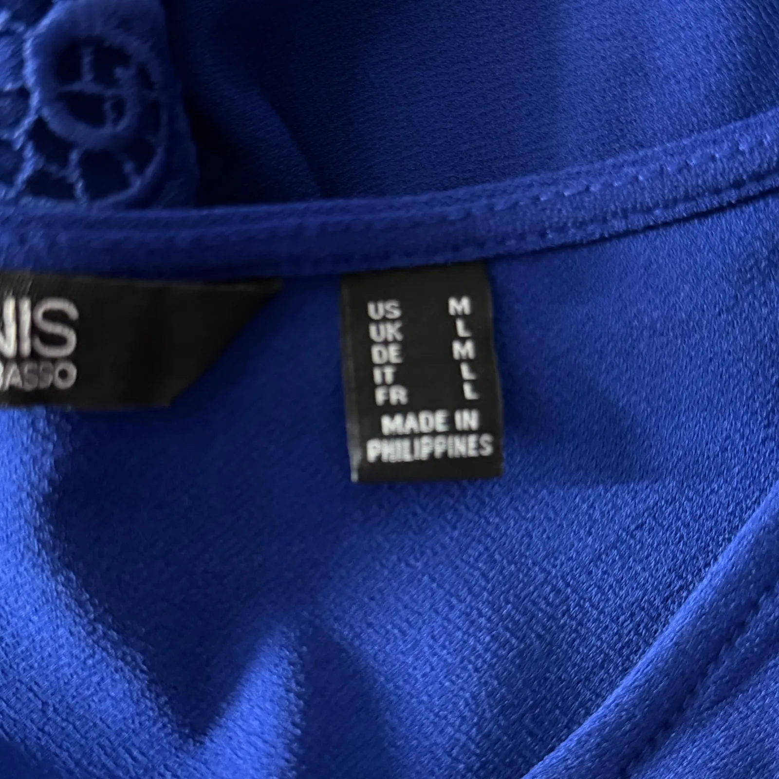 Dennis by Dennis Basso Blouse Medium Cobalt Blue Lace Trim Balloon Sleeve Chic - Image 7