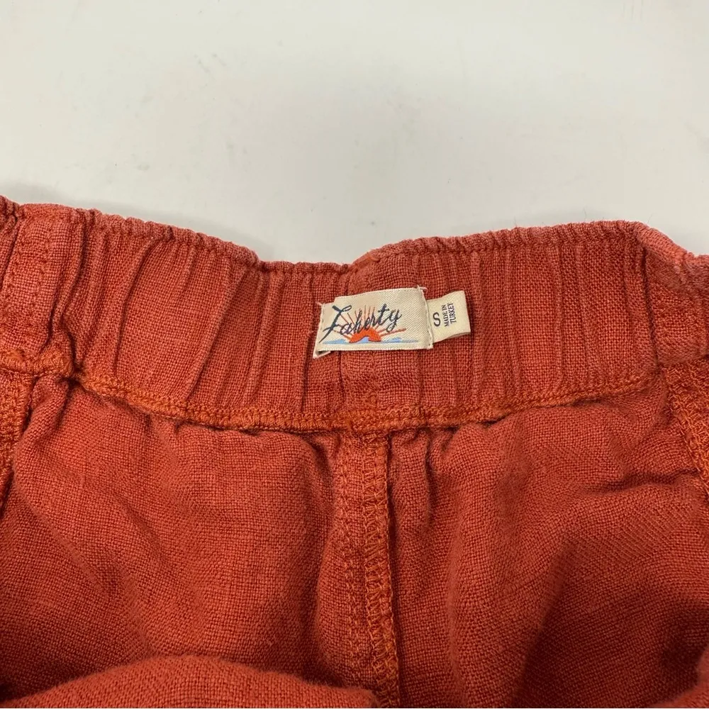 Faherty Lighthouse Red Linen Pull On Shorts Size Small - Image 6