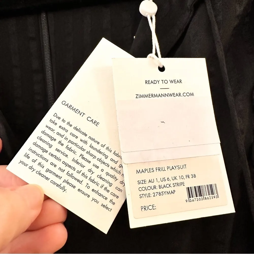 NWT Zimmerman Maples Frill Playsuit Stripe Ruffle Romper Black sz 1 Small - Image 6