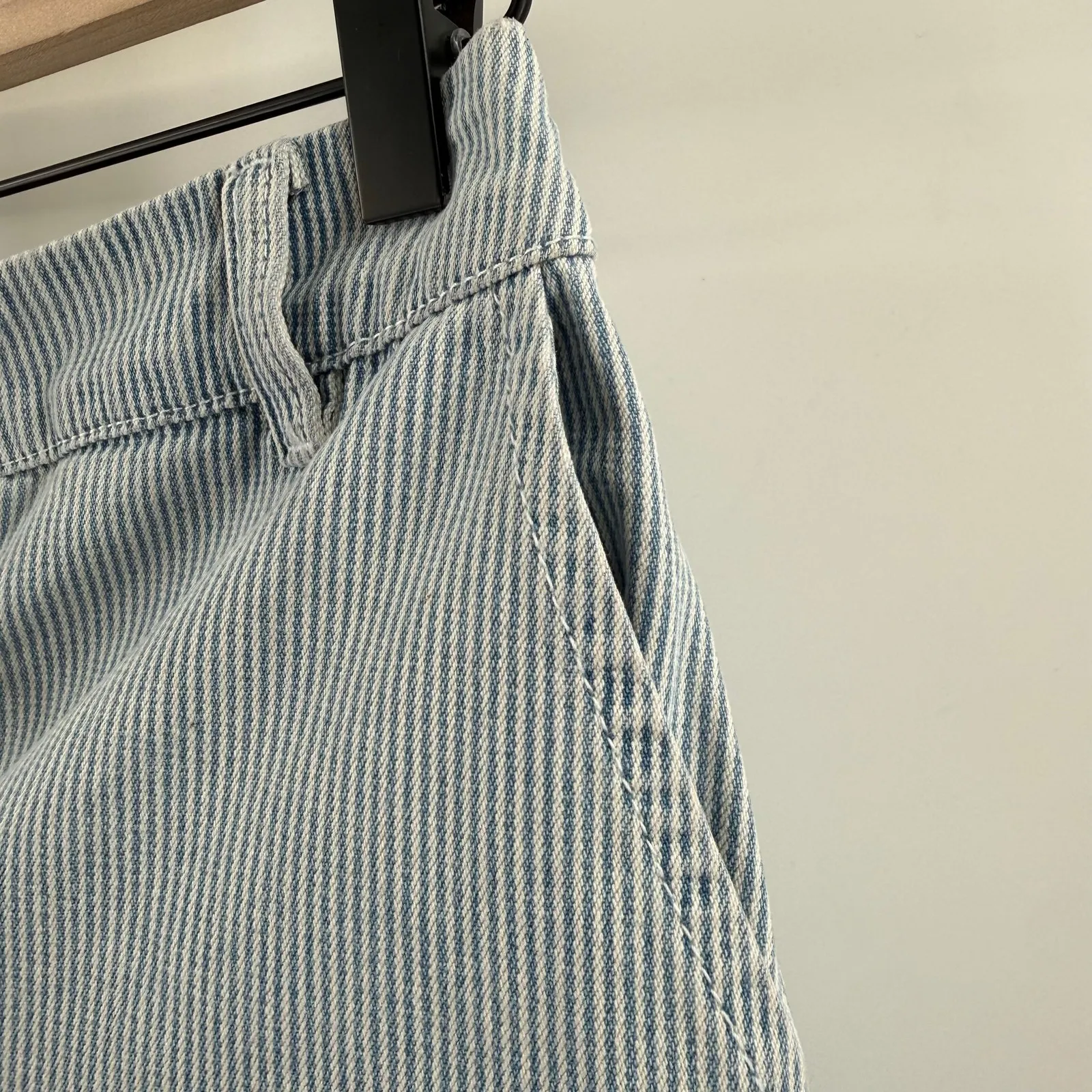 Self Contrast Skirt Women's Small Eliana Pencil Midi Denim Pinstripe Blue NWT - Image 10