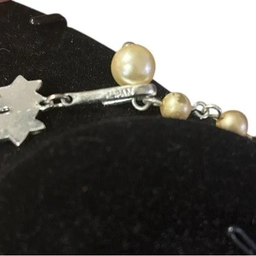 Vintage‎ 16 inch Faux Pearl Necklace, Two Layer, Stamped JAPAN Silver - Image 4