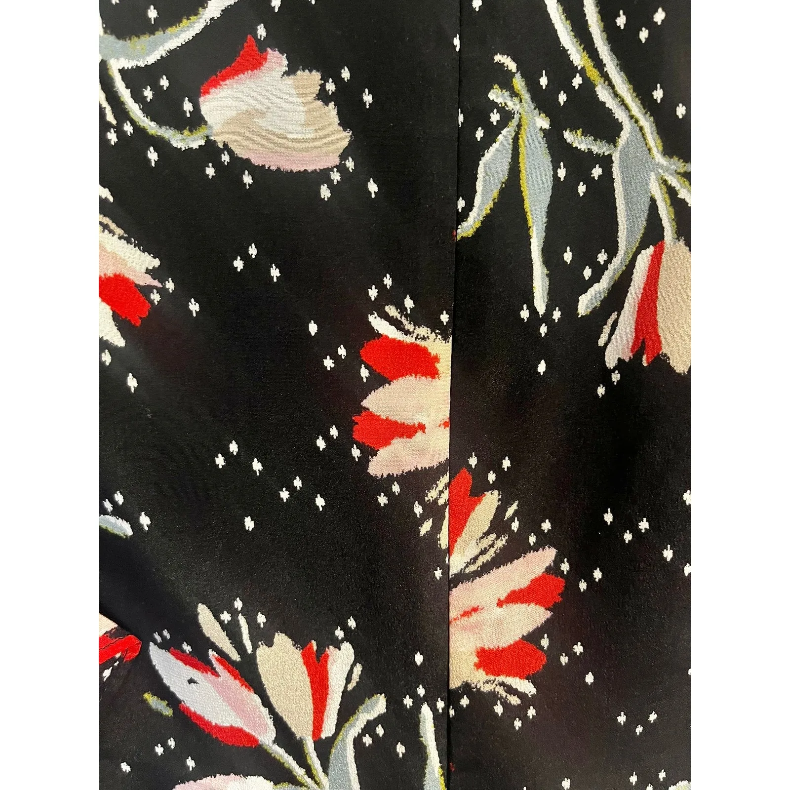 Rebecca Taylor Silk Ikat Tulip Dress Black size 4 Tie Belt Ruffled Sleeves - Image 8