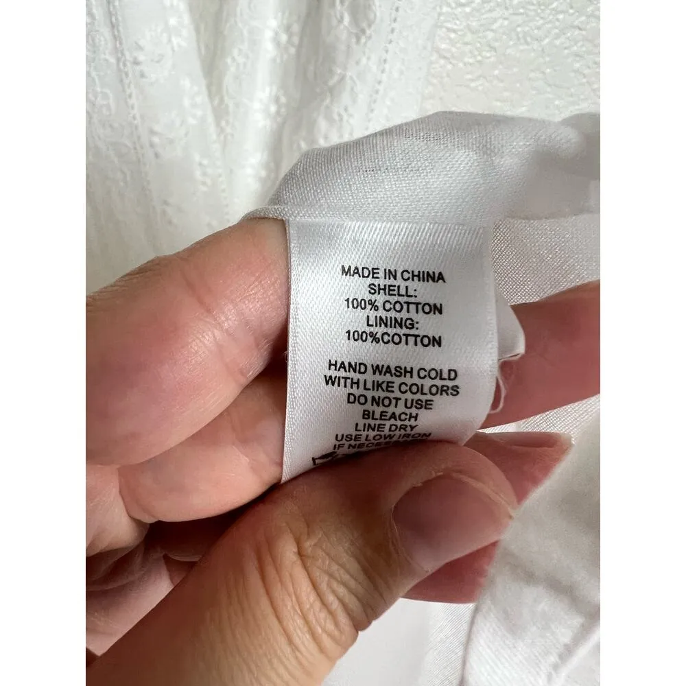 Cece White Eyelet Embroidered Atrapoy Ruffled Sleeveless Midi Dress Size 0 - Image 7