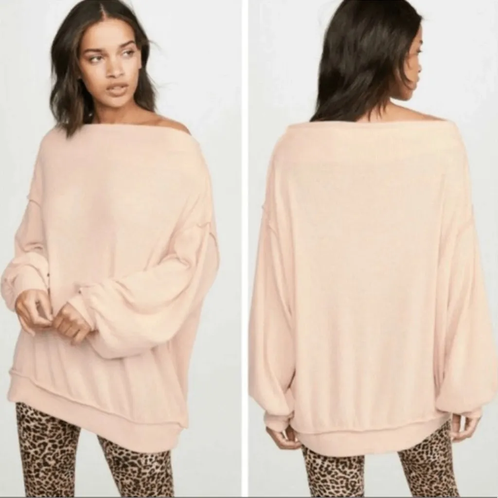 FREE PEOPLE Main Squeeze Brushed Hacci Top Drop Shoulder Sweater Women’s Small - Image 2