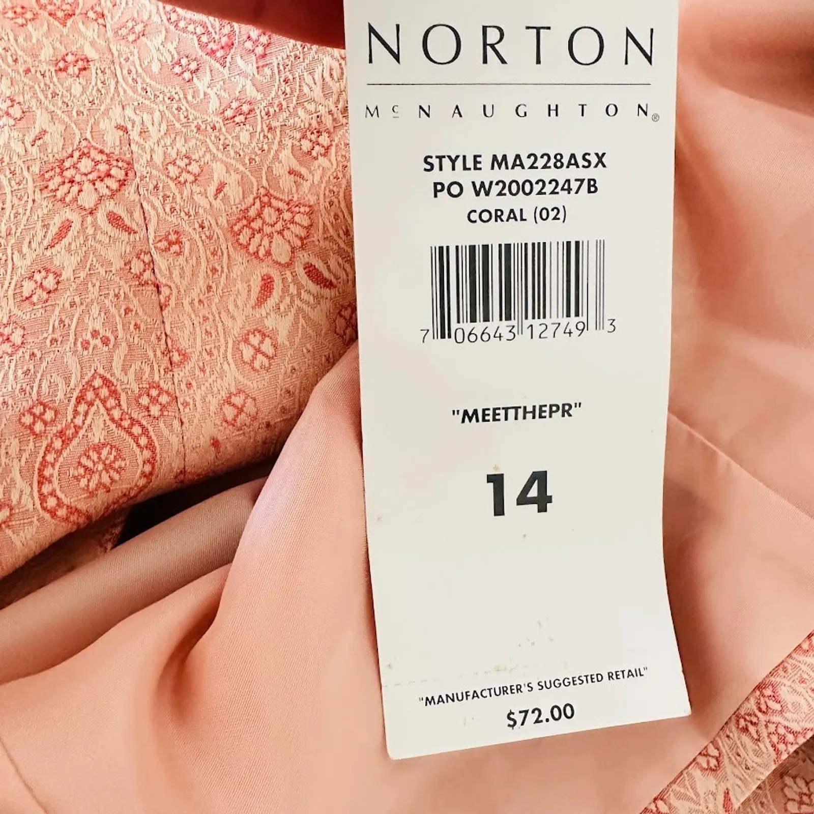Vintage NORTON MCNAUGHTON 14 Blazer Jacket Peach Jacquard Damask Boho Cottage - Image 9