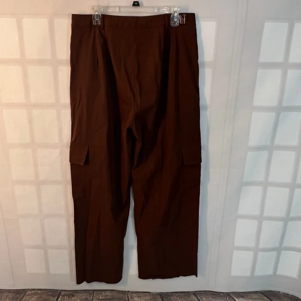 Pretty little thing chocolate brown wide leg cargo pants size 14 - Image 7