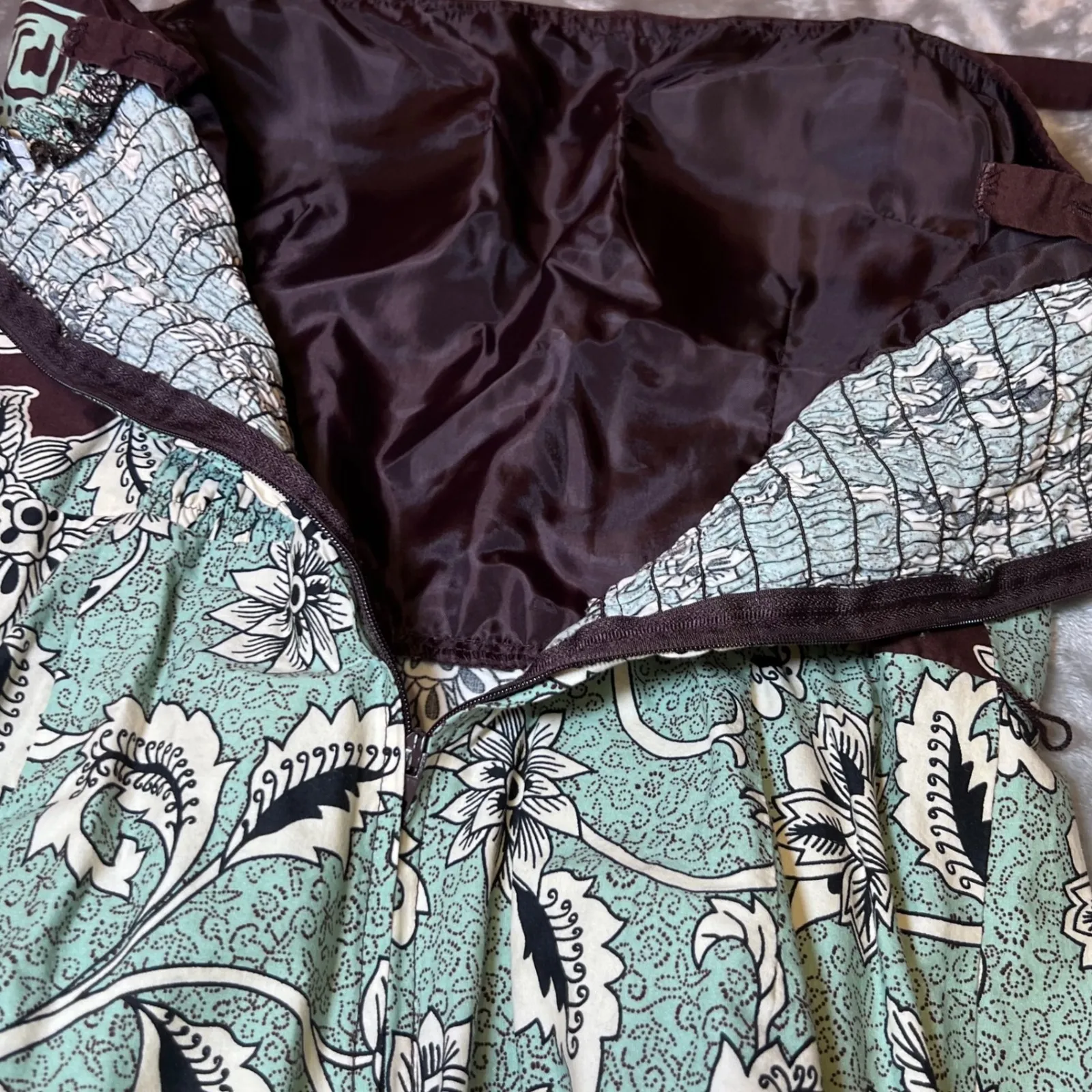 Madison Leigh Sundress Womens 8 Brown Paisley FLoral Midi Casual Boho Cottage - Image 8