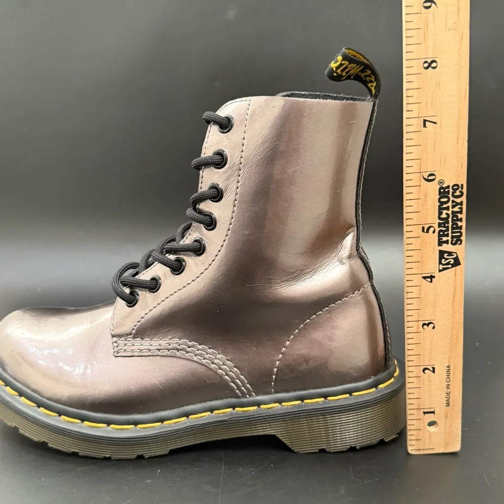 DR. MARTENS 1460 Pascal Vegan Metallic Chrome Rosegold Pewter 8-Eye Lace Boots 6 - Image 8