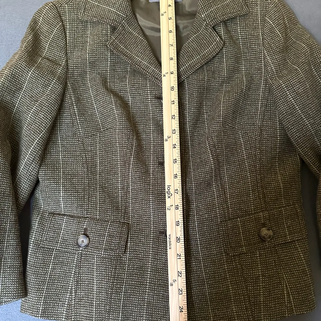 AT Studio Wool Y2K Women’s Brown/Green Blazer Green Size 10 - Image 5