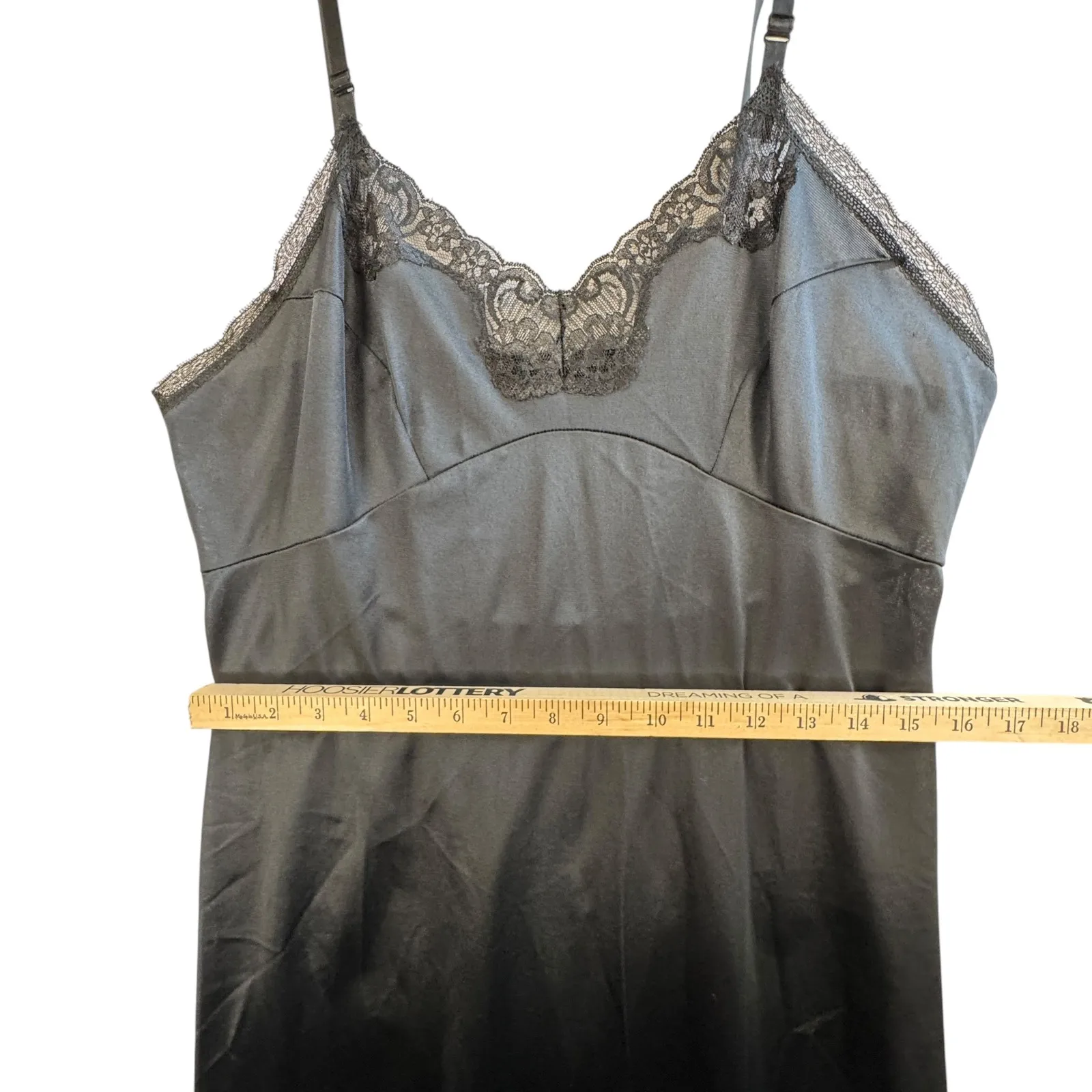 Adonna JCPenney Black‎ Nylon Lace Slip Dress Vtg Lingerie Sz 38 M Y2K Whimsygoth - Image 6
