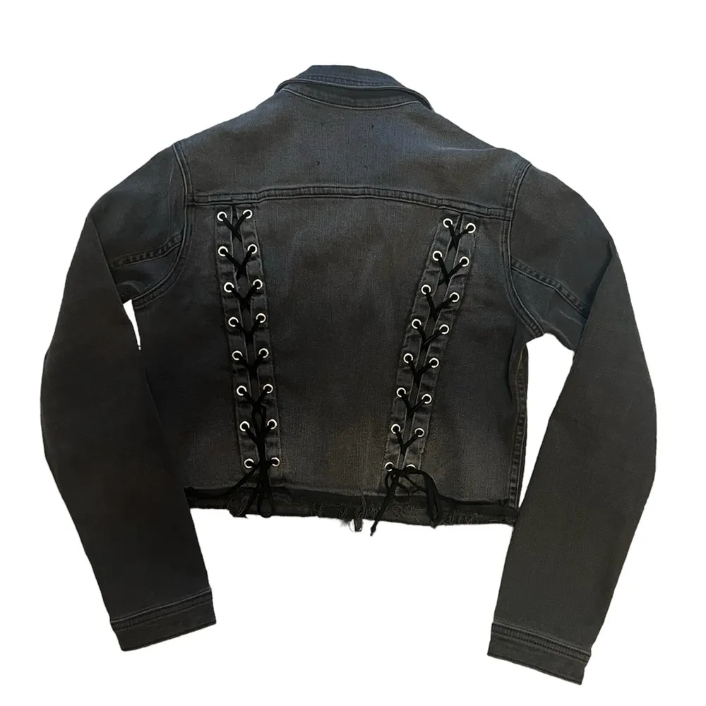 L'Agence Lace Up Denim Jacket and Skirt Set - Image 4