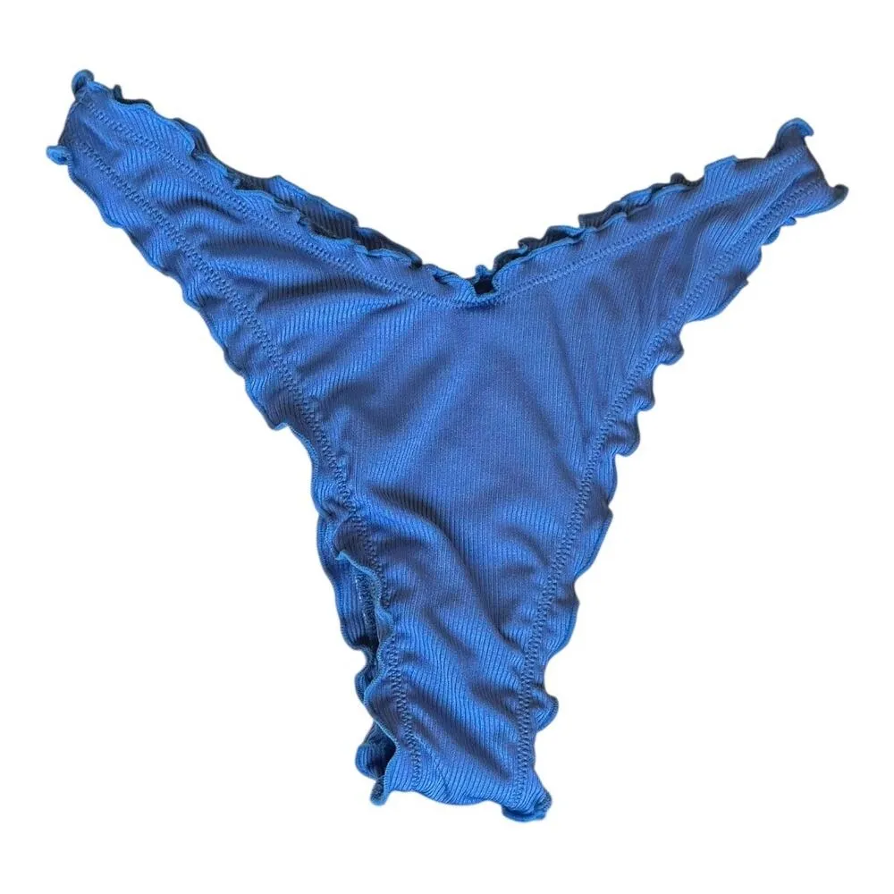 Women's bright blue small Cheeky Triangle Thong bikini bottoms​ - Image 4