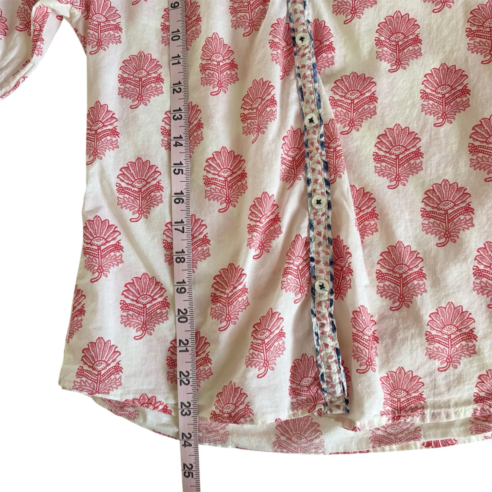 Sundance Rosalie Cream Block Floral Print Button Up Shirt Blouse Women’s Size XS - Image 4