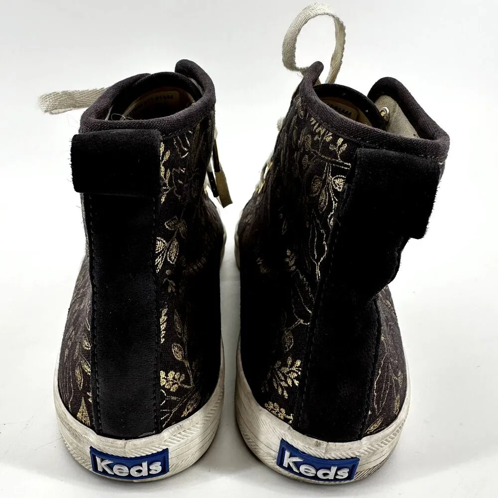 Keds Rifle Paper Co Kickstart Hi Queen Anne Sneakers Shoes Black Gold Floral 8.5 - Image 5
