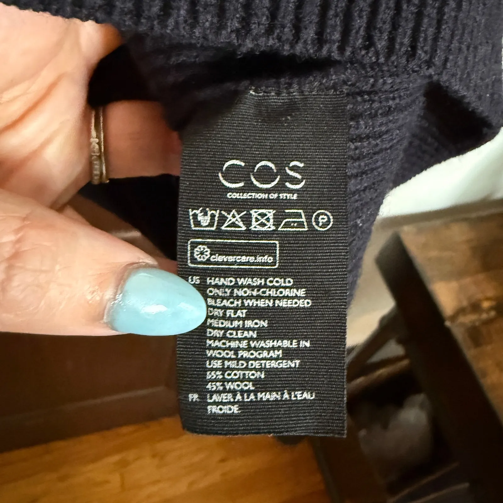 COS Black Oversize Chunky Knit Fold down Wrap Collar Sweater Cotton Wool Medium - Image 5