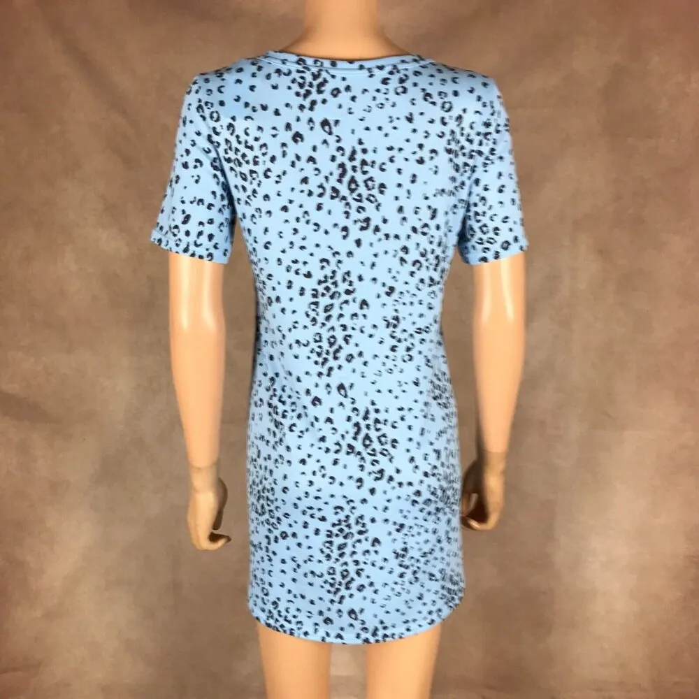 Blue Cheetah Print Pajama Shirt Dress NWT XS - Image 9