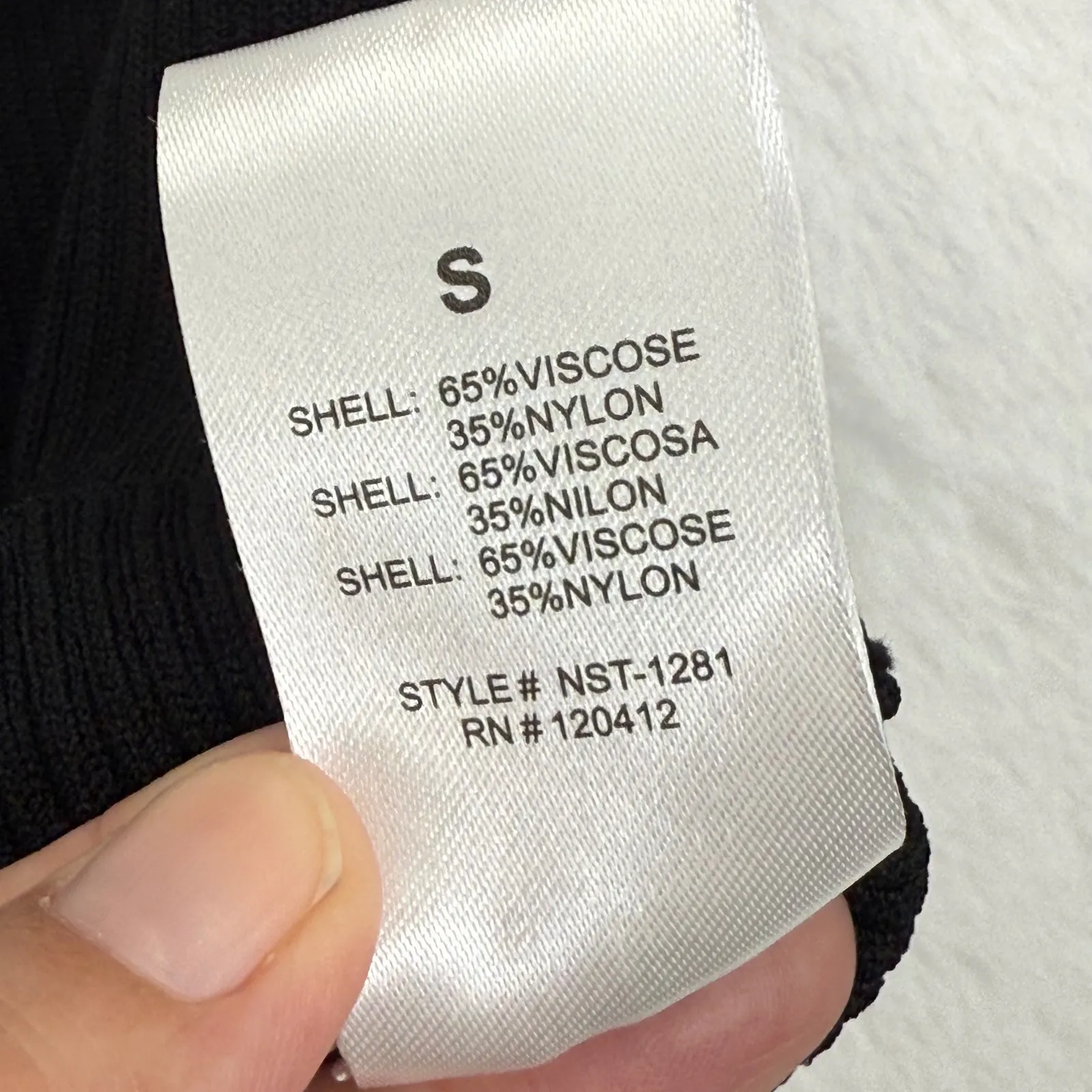 NIA Womens Black Ribbed Knit Floral Detail Long Sleeve Crop‎ Top Size Small - Image 6