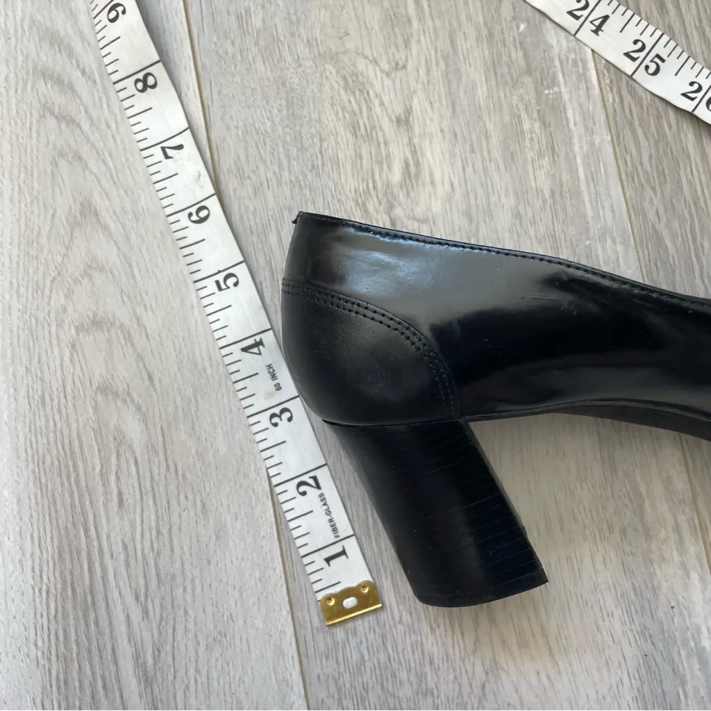 Vintage Heeled Loafers nine west leather womens Black (size 7.5) minimalist - Image 6