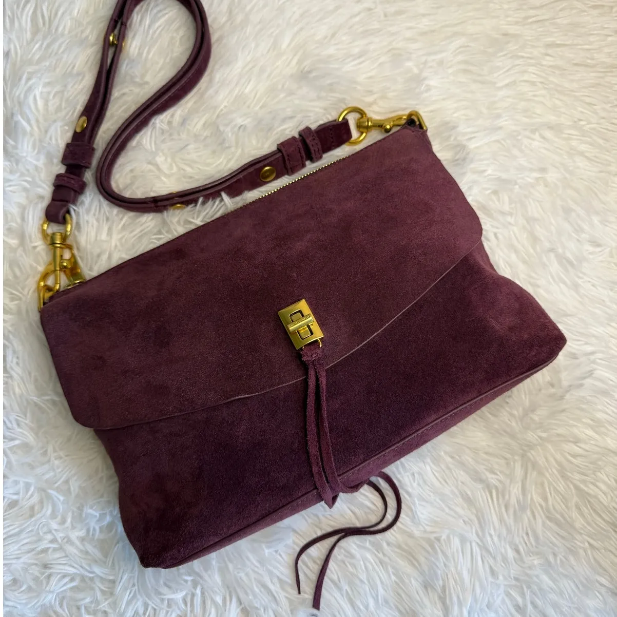 Rebecca Minkoff Darren Top Zip Suede Convertible Shoulder Bag - Image 11