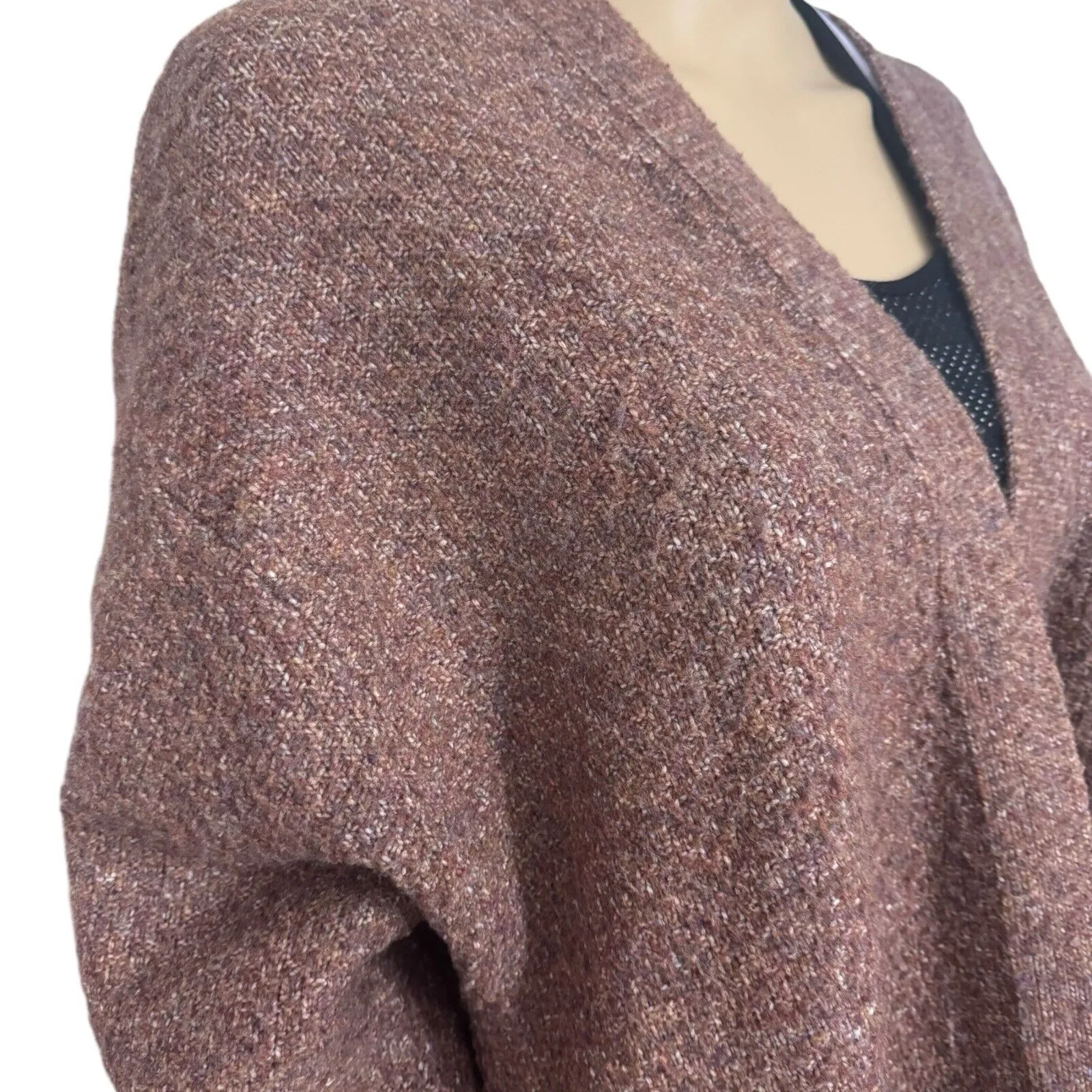 Terra Sky Brown Longline Open Front Knit Cardigan Sweater Women’s Size 1X - Image 4