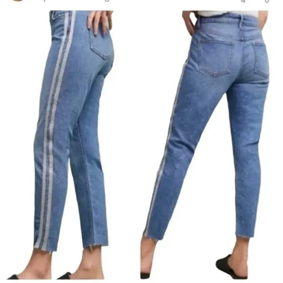 Pilcro Anthropologie sliver tuxedo stripe slim jeans size 28 - Image 3