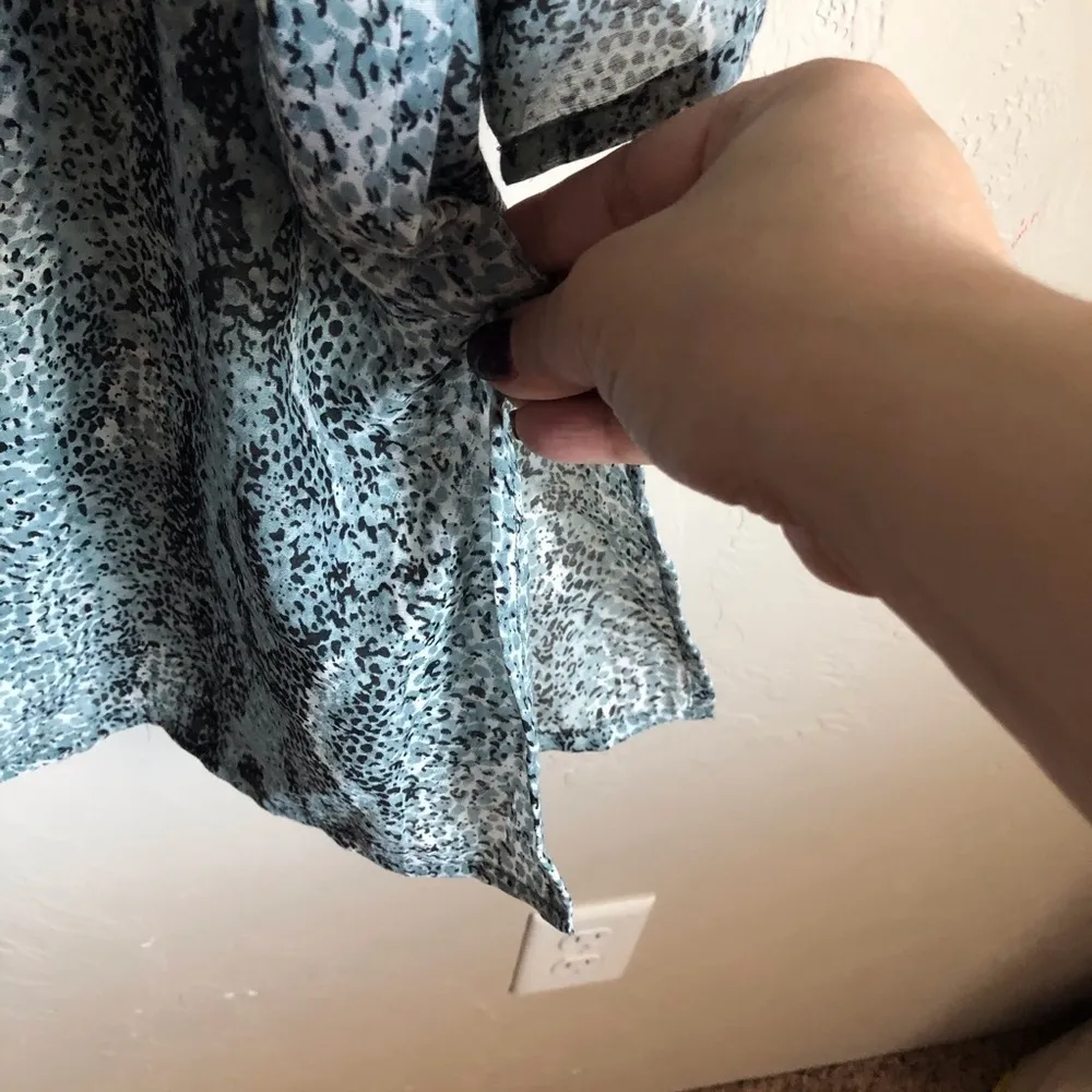 Sheer Boho Snake Print Tunic V Neck Blouse - Image 8