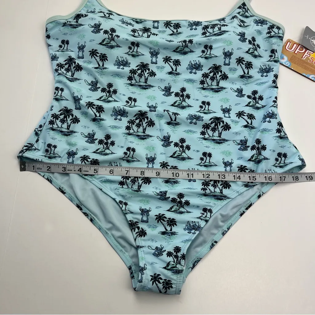 Disney Stitch One Piece Swimsuit UPF 50 Womens Size XL Blue Summer NEW‎ *FLAW - Image 9