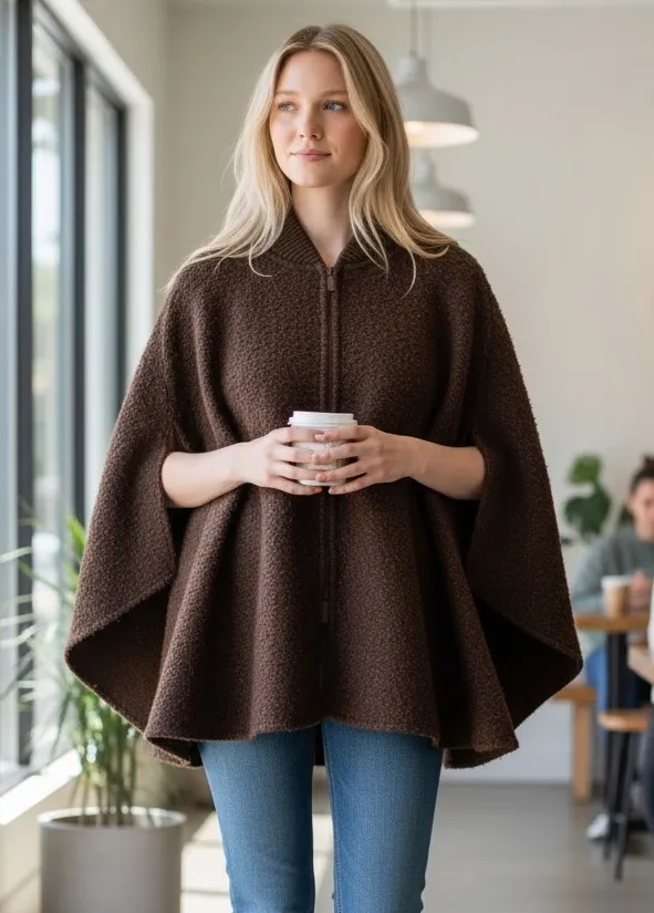 NWT Canada Weather gear Chocolate Brown Boucle Capelet Cape Poncho Shrug Jacket Size undefined - Image 1