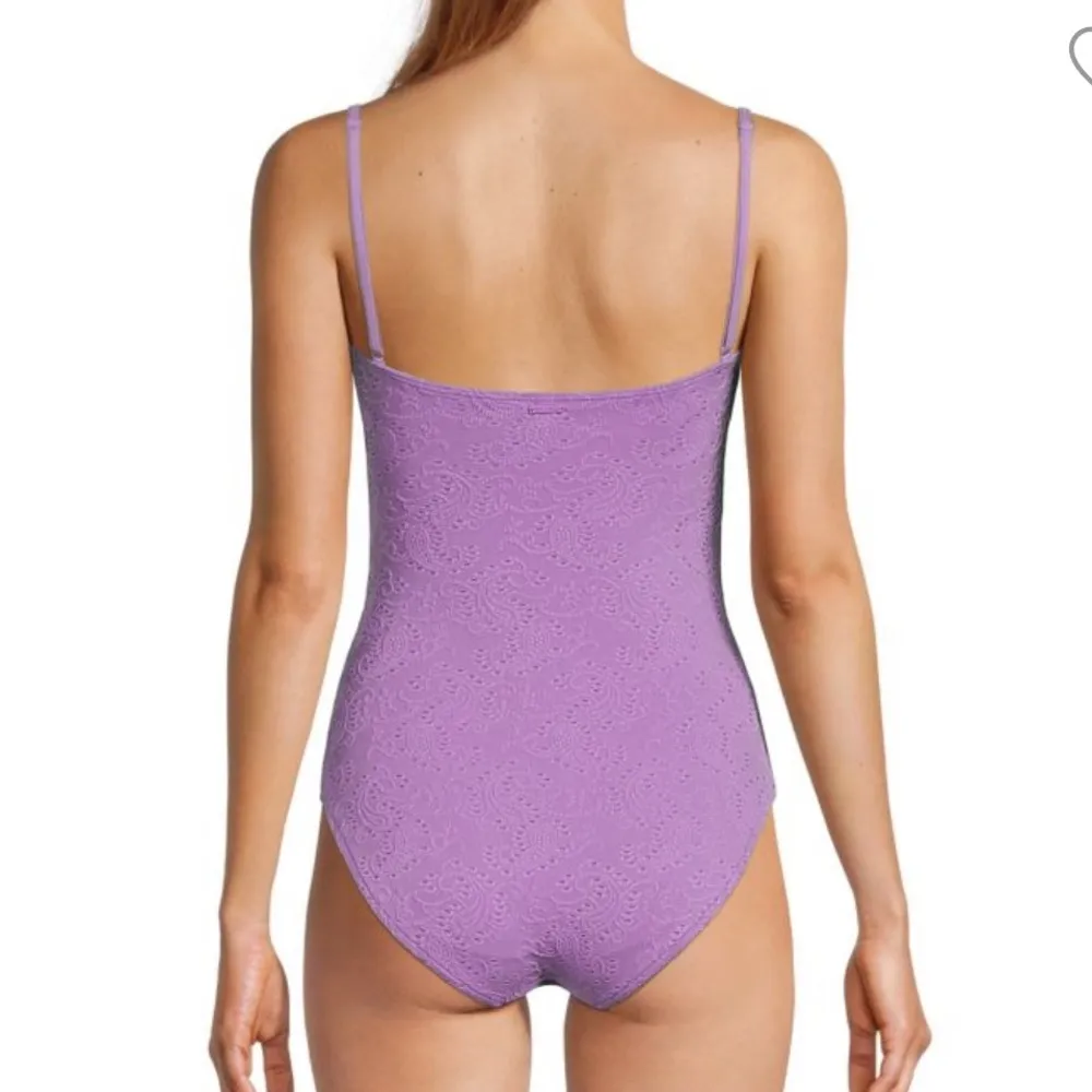 Sea Level Lavender Purple Sweetheart Schiffli Lace Detail One Piece Swimsuit Size 4 - Image 2