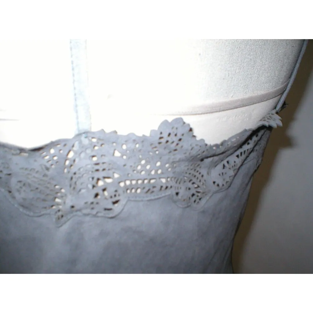 Womens New Ralph Lauren $398 NWT Gray Leather Suede Lace Tank Top Cami Nice 12 - Image 7
