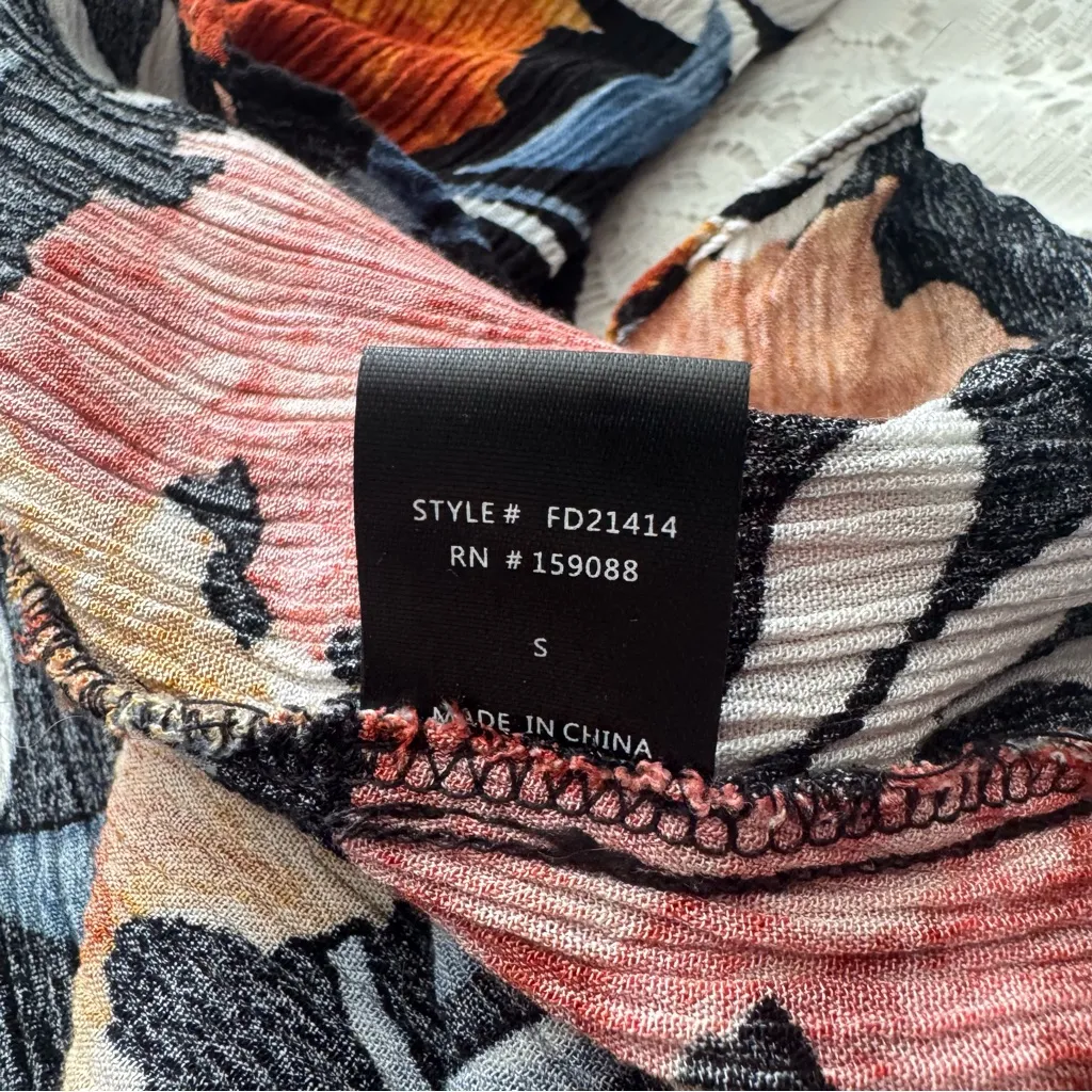 Fika The Brand Women's Dress Size Small Black With Orange, Pink, Blue Floral Orange - Image 6