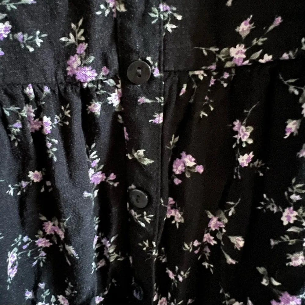 Wild Fable Black Purple Floral Puff Sleeve Mini Babydoll Dress Size Large - Image 4