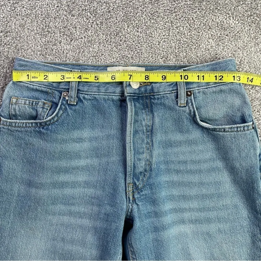 We The Free Jeans Women's 24 Blue Straight Mid-Rise Light Wash Relaxed Torn - Image 8