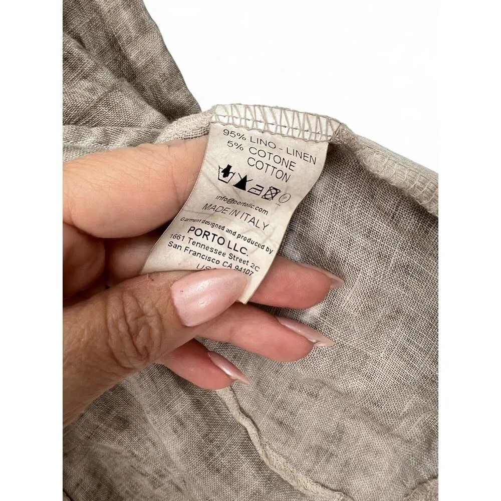 INIZIO ITALY | L | Linen Blazer Jacket Women's Tan Natural One Button Size L - Image 4