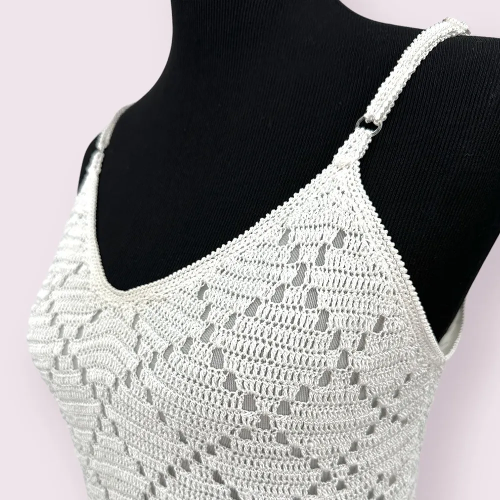 Martina Vidal | Medium | Burano Collection Italian Luxury Lace Crochet Knit Tank White - Image 6