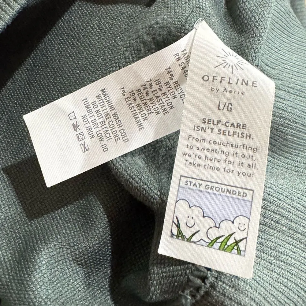 Offline by Aerie Green Seamless Cropped Short Sleeve Shirt Women’s Large - Image 3