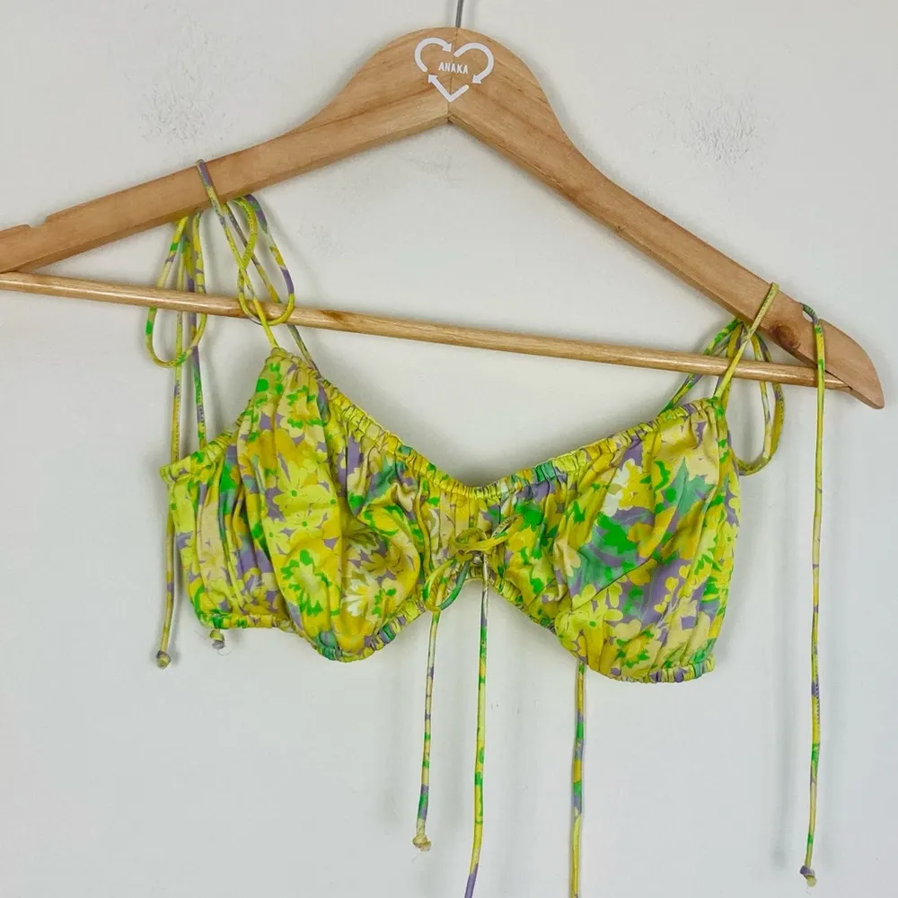 For Love and Lemons yellow floral tie strap bra top. Size Medium. - Image 2
